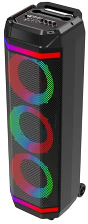 Altoparlante Bluetooth BSL-S61 con illuminazione sugli altoparlanti | 3 altoparlanti da 8 pollici | 50 W | Microfono in omaggio incluso | Batteria da 3600 mAh | Radio FM e lettore MP3 tramite USB | Ri