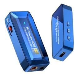 Pisendra DAC USB C Ampli Casque, Dongle DAC Portable CS43198 avec Sorties 3,5 mm et 4,4 mm, Hi-Res 32 bits/768 kHz, DSD256, pour IEM, Écouteurs Filaires, Ordinateur et Tablette, Bleu