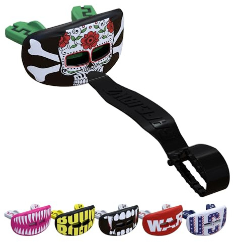 SAFEJAWZ Protection Lèvres Adulte et Junior pour Boxe, Basketball, Lacrosse, Football, MMA, Arts Martiaux, Hockey et Tous Sports de Contact (Skull)