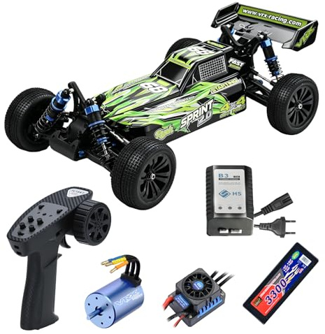VRX Racing Sprint Brushless-RC-Buggy im Maßstab 1:10, 4WD-Offroad-RTR-Modell, bis 55 km/h, mit 45-A-Regler, Öldruckstoßdämpfern und 7,4-V-LiPo-Akku mit 3300 mAh