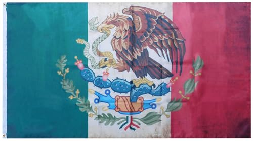 Pavillon Nautique Mexique Vintage mexicain Thé teinté Pavillon | Anniversaires 3x5 FT 2 œIllets Bannière personnalisée Double Face Grande Drapeau éLection FêTe