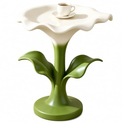 Table Dappoint Fleurie, Table De Chevet En Forme De Lys Calla Avec Base En Résine, Table Décorative Pour Salon, Chambre Ou Coin Canapé, Petite Table De Nuit Moderne Pour La Décoration Intérieure