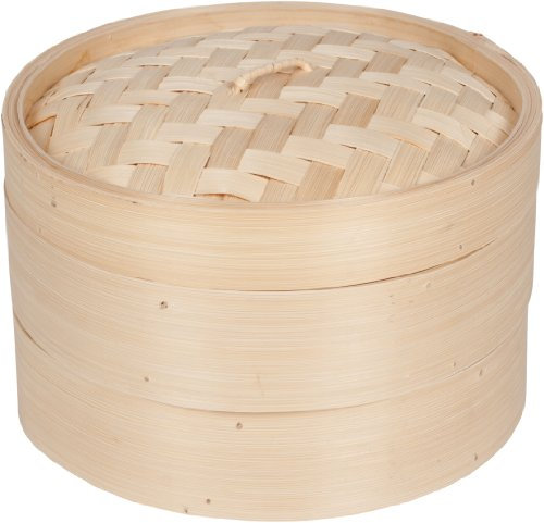 Trademark Innovations Bambus-Dampfgarer, 3-teilig, 25,4 cm Durchmesser