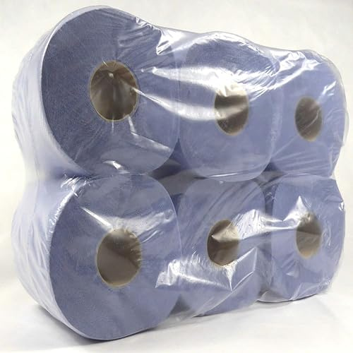 STORM TRADING GROUP 6 x Blue Centre Feed Rolls 2 Ply Wide Blue Rolls