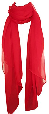 Avenella Uni-Farbener extralanger Seidenschal, ca. 220x52 cm; Schal aus reiner Seide; einfarbig Weiss, Schwarz oder Rot