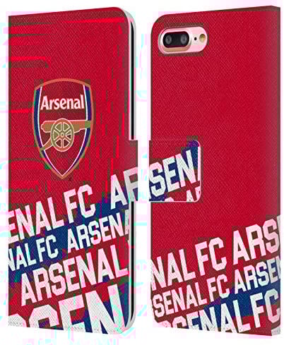 Head Case Designs Officially Licensed Arsenal FC Impact Crest and Gunners Logo Leather Book Wallet Case Cover Compatible With Apple iPhone 7 Plus/iPhone 8 Plus