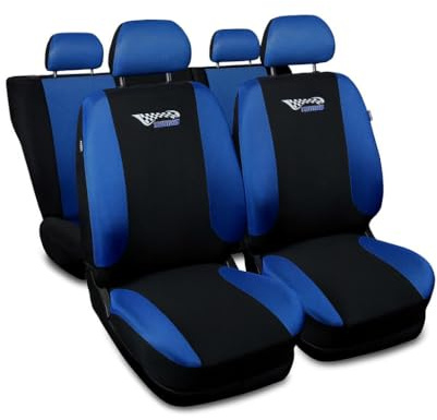 Saferide 3er Set Autositzbezüge PKW universal | Auto Sitzbezüge Polyester Blau für Airbag geeignet | für Vordersitze und Rückbank | 1+1 Autositze vorne und 1 Sitzbank hinten teilbar 2 Reißverschlüsse
