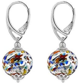 Venetiaurum - Pendientes de mujer con perlas de cristal originales de Murano y plata 925 - Joya Certificada Made in Italy