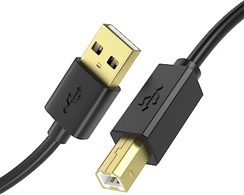 JAMEGA – Druckerkabel 0,5m | USB A auf B Kabel für HP, Canon, Dell, Epson, Lexmark, Brother, Samsung, Xerox uvm – Vergoldete Kontakte