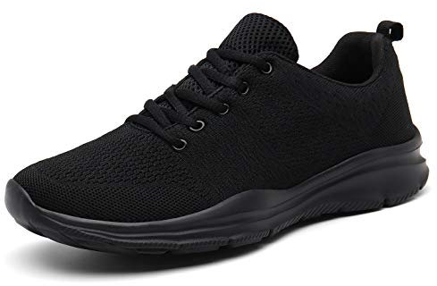DAFENP Sportschuhe Laufschuhe Atmungsaktiv Leichte Turnschuhe Gym Fitness Sneaker für Herren Damen (Schwarz, numeric_45)