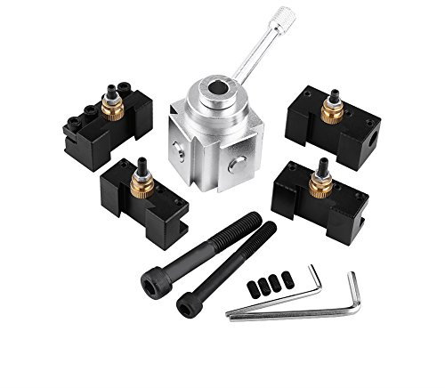 Wakects Mini Tool Post Holders, Kit Portautensili Tornitura, Rapido Cambio Alesatore Barra di Rotazione, Tornio Portautensile Vite Kit Boring Bar Girando Chiave del Supporto