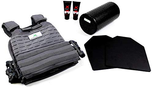 9010036 SLAVIKOSWAY - Chaleco con peso para entrenamiento (9,1 kg, incluye placas de peso Calisthenics Ninja Kraftsport, incluye 2 x Slavikosway Liquid Chalk + 1 x Rodillo para fascia)