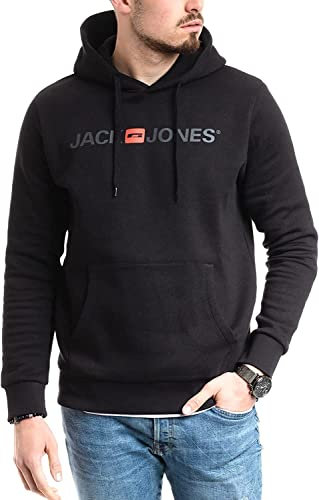 JACK & JONES Herren Kapuzenpullover (Schwarz Print Asphalt (Corp 054, XXL))
