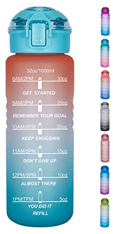 Goothdurs Motivierende Wasserflasche mit Zeitmarkierungs-Erinnerung, Wasser-Tracker-Flaschen mit Trinkzeiten, auslaufsicher, BPA-frei, Trinkflasche, Sport, tägliche Wasserflasche, Krug mit abnehmbarem