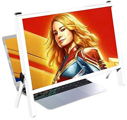 MASME 21 Pouces PC Agrandisseur Ecran Ordinateur Portable Loupe 2021 Nouvelle Version Portable Computer Téléphone Écran Amplificateur Loupe pour Personnes âgées Lecture de Film Vidéo (Color : White)