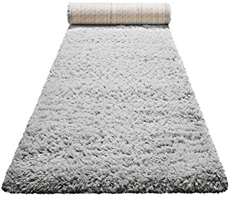 Teppich - Läufer, nachhaltig, modern, einfarbig, kuschelig weich und sehr flauschig, Hochflor bestens geeignet für Wohnzimmer, Schlafzimmer, Kinderzimmer, Matteo (80 x 400 cm, Grau Silber)