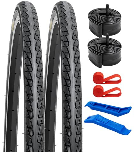 YunSCM 2Pcs Plegable 26 Pulgada Neumáticos 26 x 1 3/8 ETRTO 37-590 más 2Pcs 26 Pulgada Cámara de Aire AV32mm Valve Compatible Bike 26 x 1 3/8 26x1 3-8 Neumáticos and Cámara de Aire