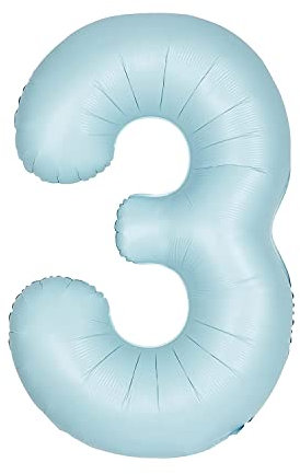 Giant Foil Number 3 Balloon - 86 cm - Matte Baby Blue