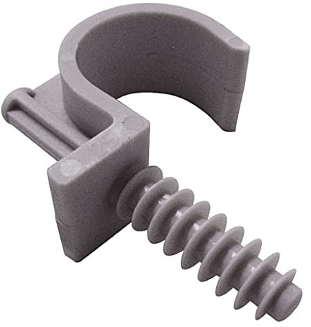Bricoloco Abrazadera de nylon para sujección de tubos, conductos y cables. Taco grapa de sujección de tubo y cable. Taladro broca de 8 mm (50, 16 mm)