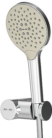Handbrause Rund mit 3 Strahlarten, Runde Duschbrause, Brausekopf mit Rub&Clean-Funktion, AM.PM Like F02LA000, Chrom
