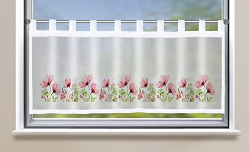 Gardinenbox Scheibengardine »Bodrum« HxB 45x140 cm Blumen Rosa Bistrogardine Sichtschutz Dekoration Transparent Voile Küchenfenster Modern 2022410