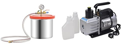 vidaXL Vakuumkammer mit 2-stufiger Pumpe 7,4 L, Entgasungskammer, Vakuumiergerät, Vakuumpumpe, Vakuum Pumpe Kammer Set, Vakuum Pumpe, Vakuumkammer