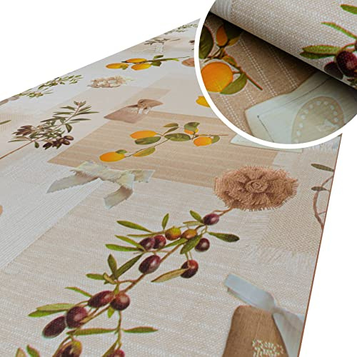 ANRO Küchenläufer Küchenteppich rutschfest Teppich Läufer Küche PVC pflegleicht Teppichläufer Flur abwaschbar Oliven Citronen 260x52cm