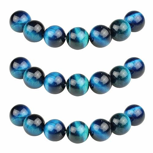 MJDCB Perlen zum Auffädeln 6mm 60 stück Himmelblaues Tigerauge Halbedelsteine Perlen mit Loch Natürliche Lose Runde Steinperlen für Herstellung Schmuck Armbänder Halsketten