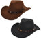 Faringoto Cowboyhut Herren Cowgirl Hut Filzhut Fedoras Hüte für Damen, Braun+Schwarz, One size