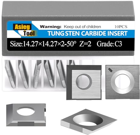 Lot de 10 lames de rabot carrées en carbure de tungstène de 14,27 mm pour Rikon 20-600H WEN JT630H et PL1326 BP510H Cutech Jointer Rikon Craftex King Head