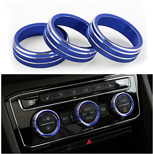 Lot de 3 autocollants en métal pour bouton de climatisation Volkswagen Car Interior Decoration Trims Metal Decal Stickers Protège les surfaces du cadre des rayures, de la poussière et de l'usure.
