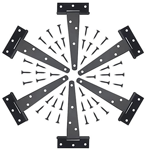 XINMEIWEN Lot de 6 charnières de portail de grange robustes noires de 12,7 cm pour portes d'abri de jardin, portes de grange, aérations, etc.