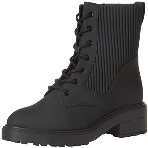Amazon Essentials Stivali da Combattimento gommati con Suola Spessa Donna, Nero, 38 EU