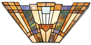 Hochwertige Wandleuchte im Tiffany Design mit buntem Echtglas, Breite 41cm