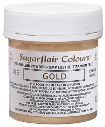 Sugarflair Colours Recharge Spray Gold - Or - Remplissez facilement votre Pompe Spray Colorant Alimentaire - 25g