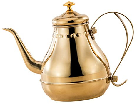 BESTonZON Stainless Steel teapot stovetop teapot Brass teapot Stove top Kettle stovetop gooseneck Kettle Kungfu teapot Samovar Loose Leaf teapot Insulated teapot Tea Machine Make Tea Vintage
