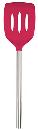 Tovolo Viva Magenta - Paletta in silicone con manico in acciaio INOX, resistente ai graffi, utensile da cucina per pentole antiaderenti e padelle in ghisa, colore: magenta