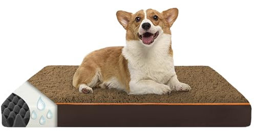 VERTUPET Orthopädisches Hundebett mit Memory Foam 75 * 50 * 8cm, Waschbare Abdeckung und Flauschigem Hundekissen für Große Hunde, Hundesofa, und Kistenmatte