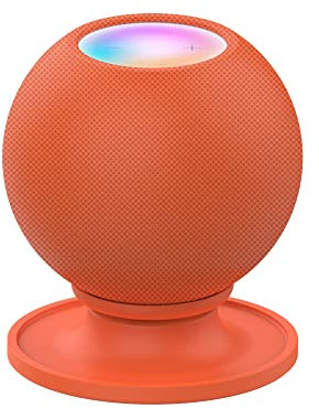 KUTEWEU Silikon Base Anti-Rutsch-Pad, 2 in1 Homepod schützende Basis Desktop Stand Mount Base Pad Halter kompatibel mit HomePod/HomePod Mini Lautsprecher-Tisch-Halter stoßfest Untersetzer (Orange)