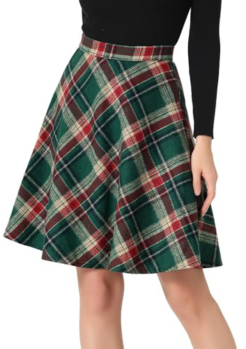 Allegra K Tartan Plaid High Waist Midi Skirt A-Ligne Femme (Lot de 1)