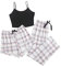 GORGLITTER Lot de 3 pyjamas pour femme - Ensemble de pyjama à carreaux - Ensemble pyjama à carreaux, Noir , S