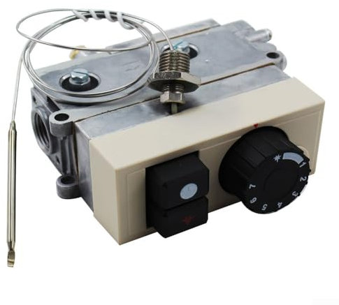 SPORTARC Vanne de Contrôle de Température du Gaz 710 - Thermostat 120-200°C, Métal, Vanne Globe, 1 Port, Compression, 1E+1 cm x 22 cm x 9 cm