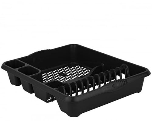 Aurora – High-Grade Large Plastic Dish Drainer and Cutlery Rack - Midnight (Darkish Grey)
