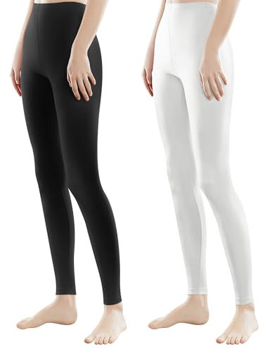 Libella 2er Pack Damen Lange Leggings bunt mit Hohe Taille Slim Fit Fitnesshose Sport aus Baumwolle 4108 Schwarz Weiß 2XL