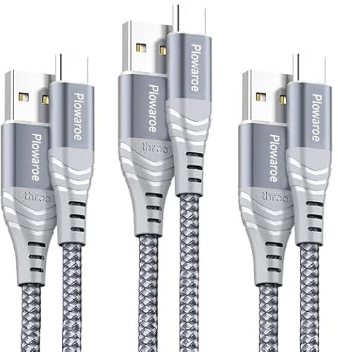 USB C Kabel 2M+2M+2M 3Stück Extra Lang USB A auf USB C Ladekabel, Schnelles Laden kompatibel mit PS5 Controller, Samsung Galaxy S10 S9 S8 S20 fe S21 S22, A12 A50 A51 A51s, Switch Tablet usw (grau)