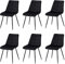 EGOONM 6er Set Moderne Samt Esszimmerstühle gepolsterte Küchenstühle armlose Stühle Metall Lounge Stühle mit Rückenlehnen (schwarz)