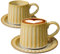 NIUKOMY Kaffeetasse mit Untertasse 2er Set, 300ML Goße Cappuccino Tassen, Nostalgie Steingut Tassen Set, Kaffeebecher Geschenke für Tee Espresso Frühstück Milch, Gelb