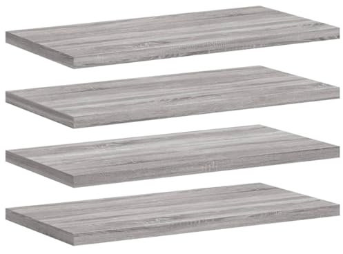 vidaXL Wandregale 4 STK., Wandregal Pflegeleicht, Hängeregal für Wohnzimmer Büro, Bücherregal Wandboard Schweberegal, Grau Sonoma Holzwerkstoff
