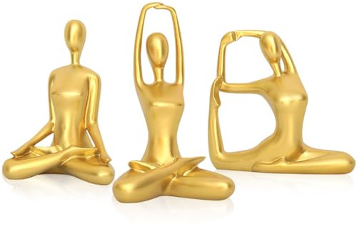 Zayookey 3 Stück Yoga Figur Regal Abstrakte Deko Harz Frau Yoga-Pose Skulptur Mädchen Geformte Skulptur Yoga Statue Figurine Abstrakte Skulpturen Bücherregal Ornamente