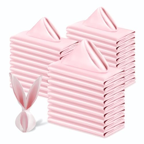 Cobedzy Confezione da 60 tovaglioli in raso, 43 x 43 cm, colore rosa cipria, tovaglioli di seta lavabili, lussuosi tovaglioli da pranzo per compleanni, feste, cene, ristoranti